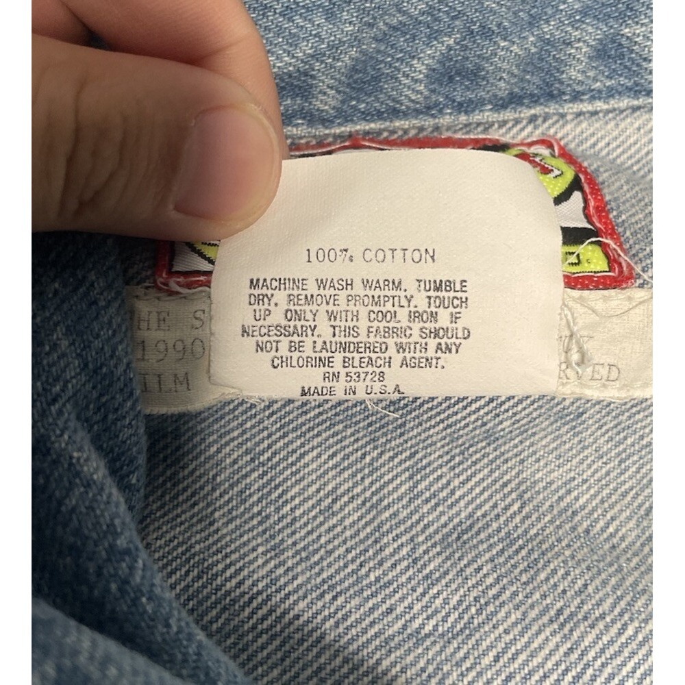 RARE Vintage 90s Stickshift‎ Bart Simpson The Simpsons Blue Denim Jacket Mens S - Picture 7 of 16
